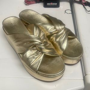 J Slides gold sandals